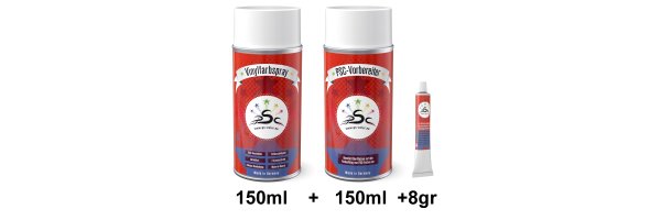 Set 3 : 150ml Vinylfarbe & 150ml Kunstleder-Vinyl-Reiniger & 8gr Flüssigleder Tube