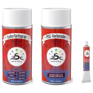 Set 3 : 150ml Lederfarbe Perlopalgrün RAL 6036 & 150ml Leder-Reiniger & 8gr Flüssigleder Tube