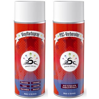 Set 1 : 2x 400ml, Vinylfarbe & Vinyl-Kunstleder-Reiniger passend für  Mercedes Mescalero graublau