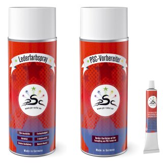 Set 3 : 400ml Lederfarbe passend für  BMW Dollaroschwarz Leder-Reiniger & Flüssigleder 8gr Tube
