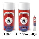 Set 3 : 150ml Vinylfarbe passend für  Audi Graubeige Kunstleder-Reiniger & Flüssigleder 8gr Tube
