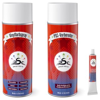 Set 3 : 400ml Vinylfarbe passend für  BMW Karmesinrot Kunstleder-Reiniger & Flüssigleder 8gr Tube
