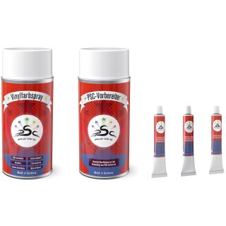 Set 5-150 : Vinylfarbe passend für Mercedes Aschgrau ashgrey Kunstlederpflege Vinyl-Flicken-Reparatur