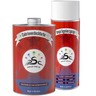 Set-2 PSC-Cabrioverdeckfarbe 1000ml Porsche Magenta mit 400ml Imprägnierung