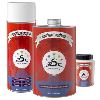 Set-3 PSC-Cabrioverdeckfarbe 1000ml Grau & 400ml Imprägnierung & 100ml Shampoo